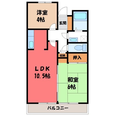 自治医大駅 徒歩12分 2階の物件間取画像